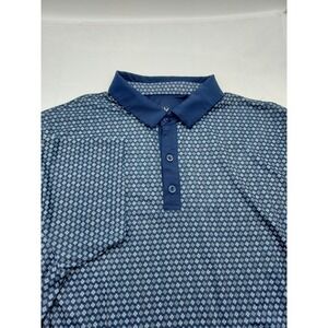 Graham Luxe Mens Golf Polo Shirt Blue Geometric Print Short Sleeve GL11524 Large